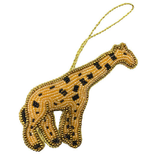 Zari Giraffe Christmas Ornament, Zardozi Embroidery, Gift Bag