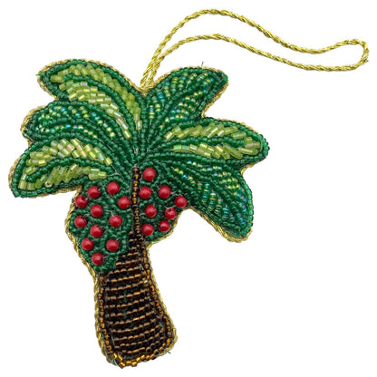 Zari Beaded Palm Tree Christmas Ornament, Zardozi Embroidery, Gift Bag