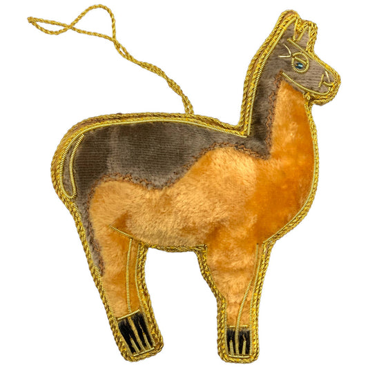 Zari Llama Christmas Ornament, Zardozi Embroidery, Gift Bag