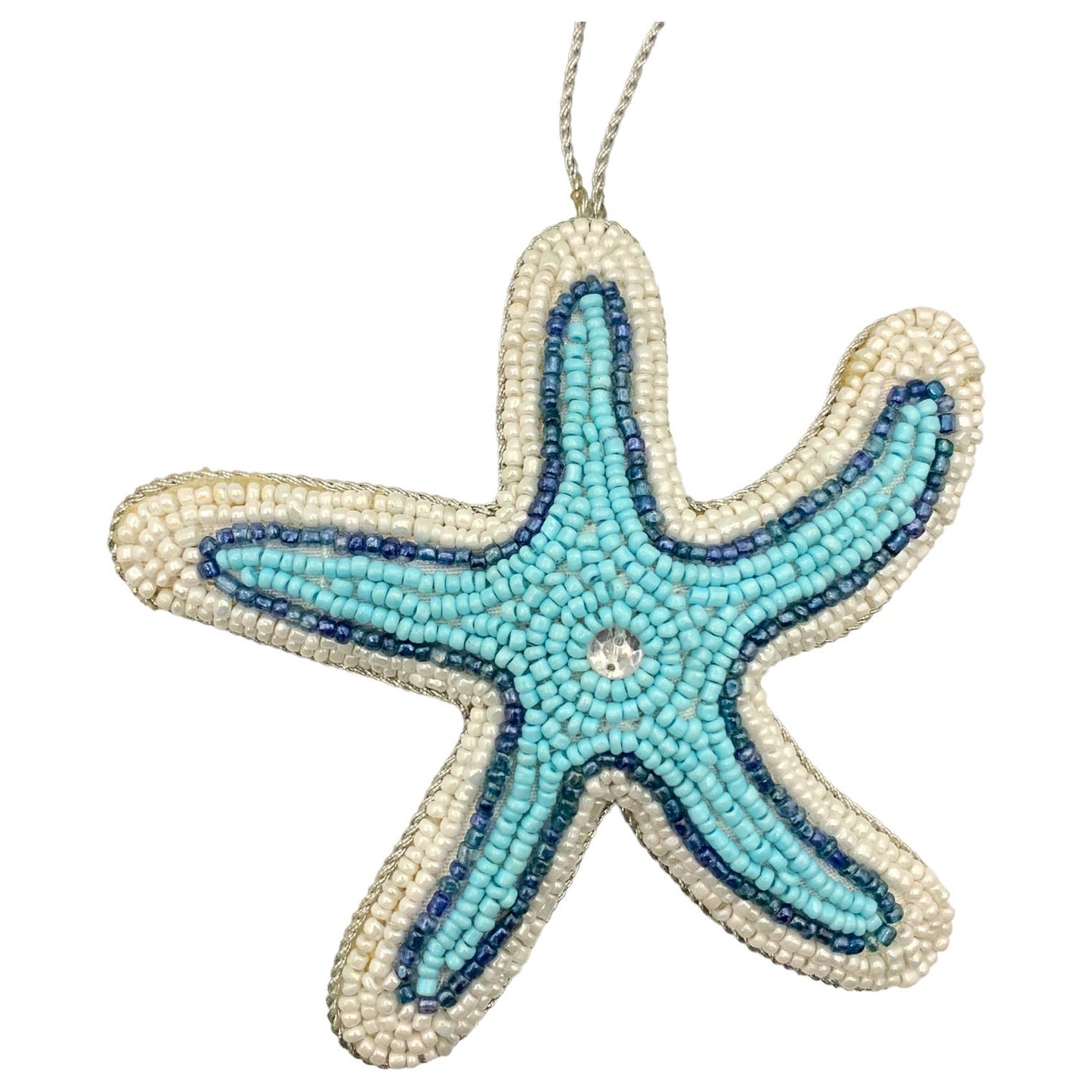 Zari Beaded Starfish Christmas Ornament, Zardozi Embroidery, Gift Bag