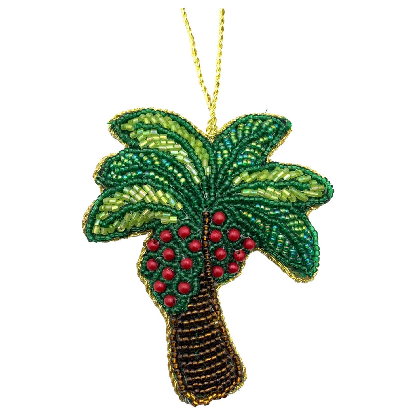 Zari Beaded Palm Tree Christmas Ornament, Zardozi Embroidery, Gift Bag