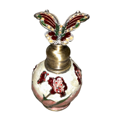 Evenchae Butterfly & Flowers Glass Perfume Bottle, 6 ml, Empty - w/Gift Bag