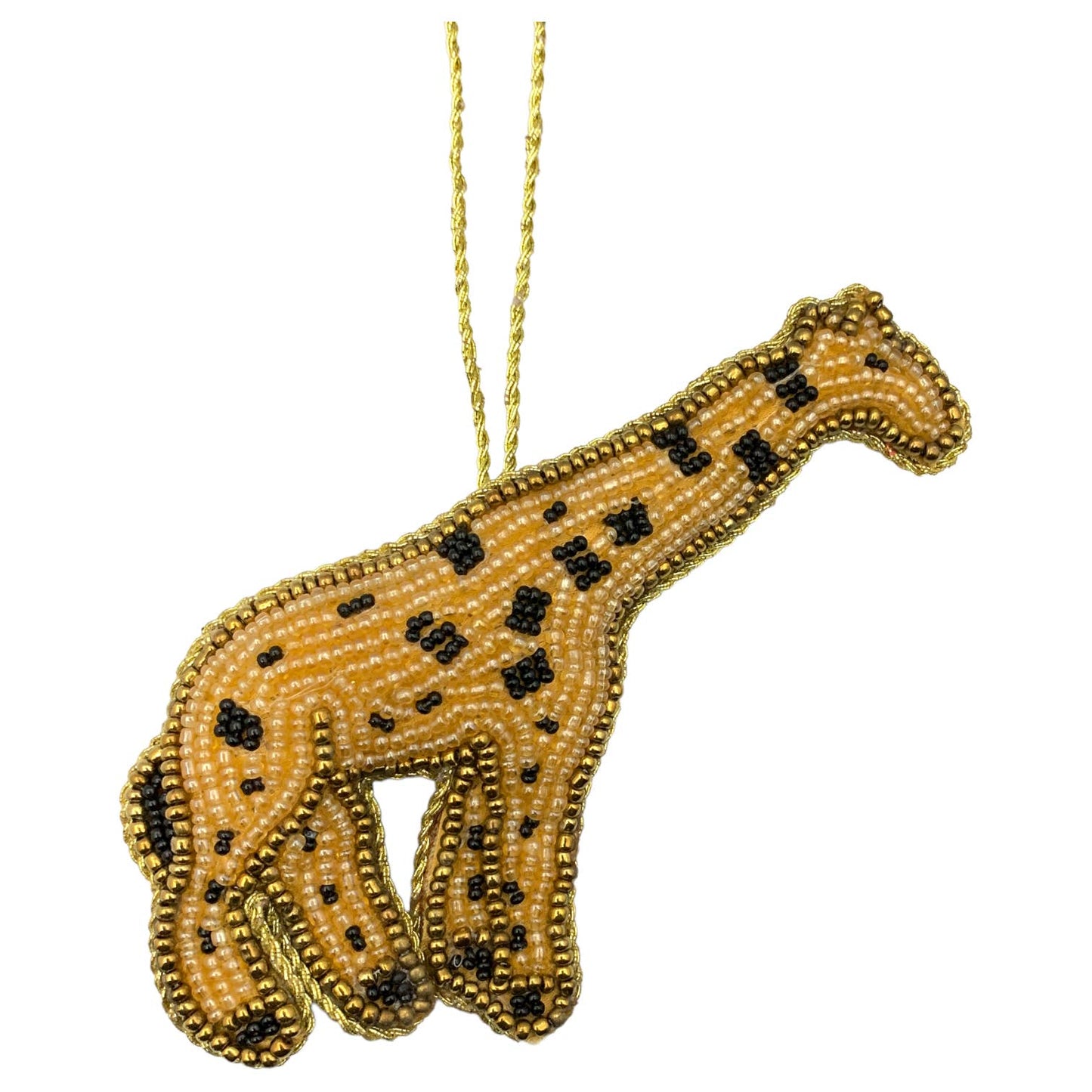 Zari Giraffe Christmas Ornament, Zardozi Embroidery, Gift Bag