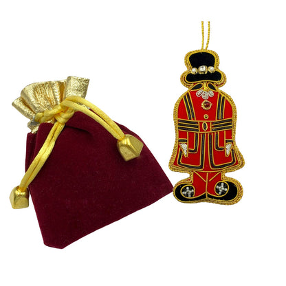 Zari Yeoman Guard Christmas Ornament, Zardozi Embroidery, Gift Bag