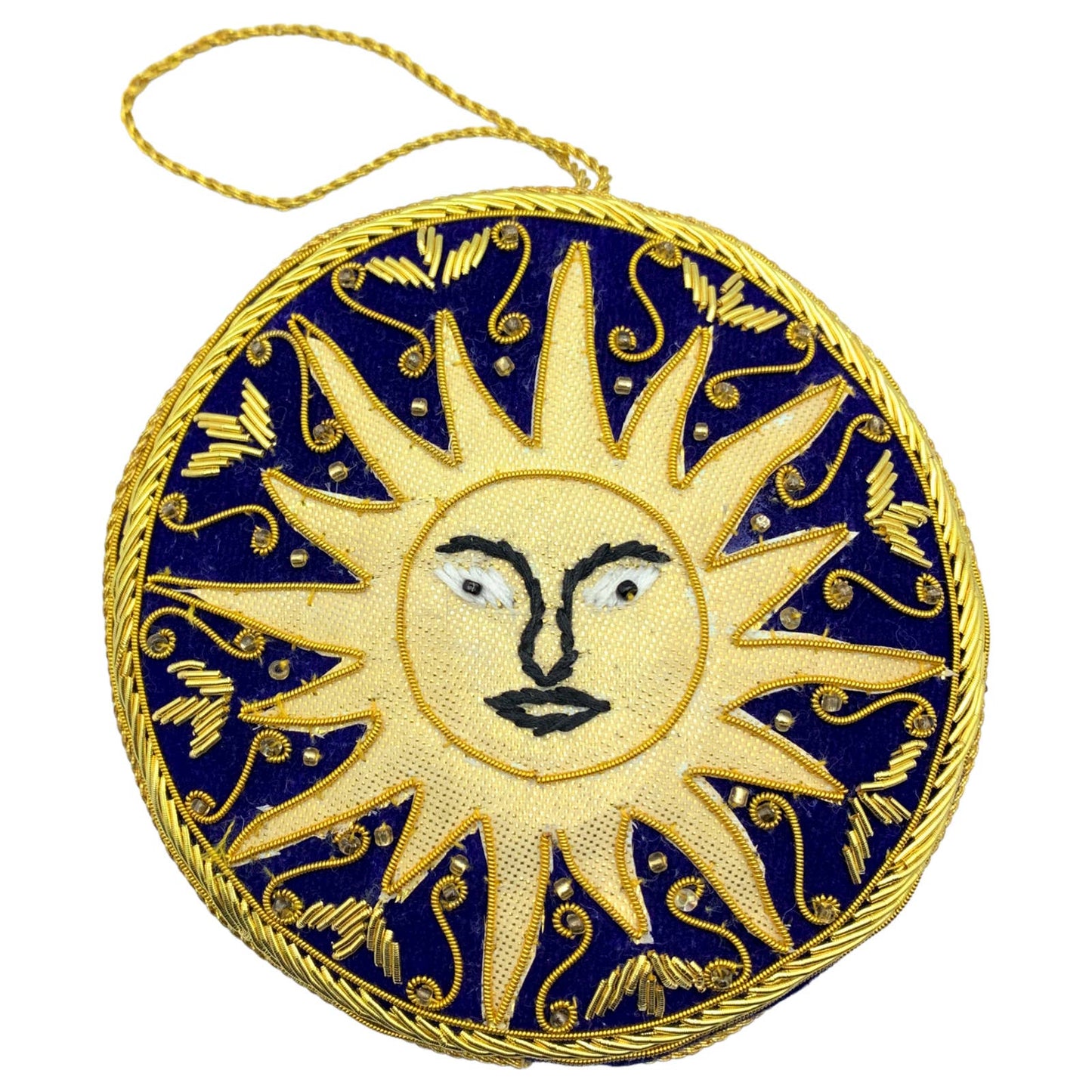 Zari Sun Christmas Ornament, Zardozi Embroidery, Gift Bag