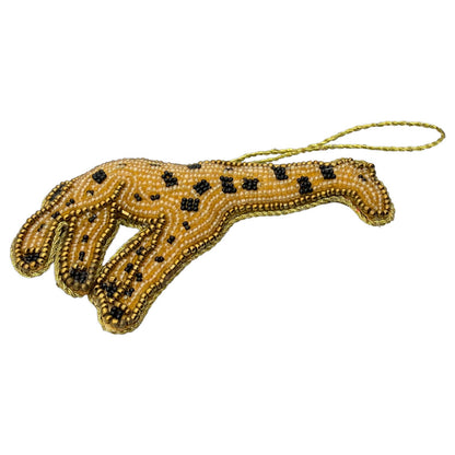 Zari Giraffe Christmas Ornament, Zardozi Embroidery, Gift Bag