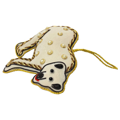 Zari Polar Bear Christmas Ornament, Zardozi Embroidery, Gift Bag