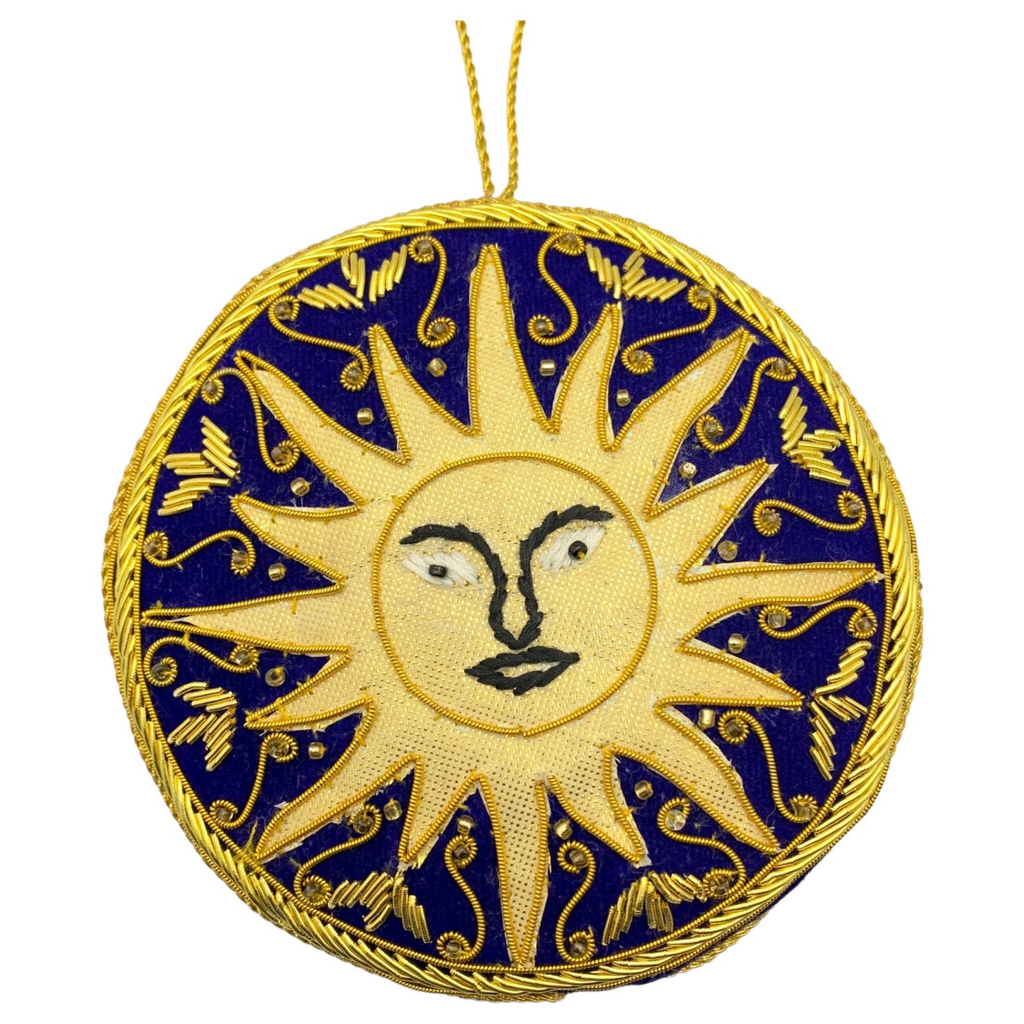 Zari Sun Christmas Ornament, Zardozi Embroidery, Gift Bag