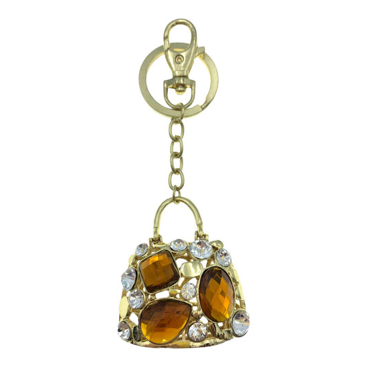 Handbag Keychain Bejeweled Purse Jewelry Bling Clip Key Ring 4.75"L